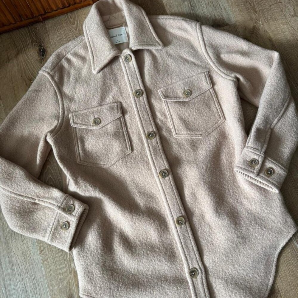 Wilfred Free Ganna Shirt Jacket Shacket in Healther Bone (light cream/pink) Sz S